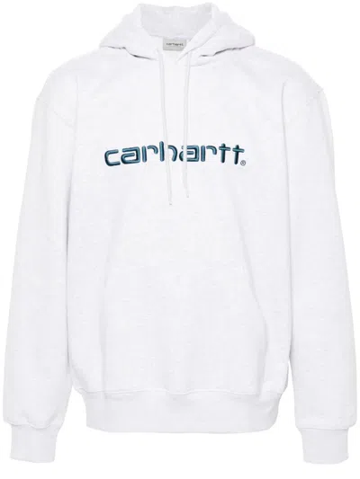 Carhartt Work In Progress Logo Embroidered Hoodie In Grey