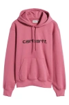 Carhartt Logo Embroidered Hoodie In Magenta Black