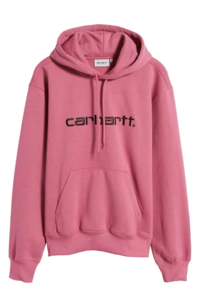 Carhartt Logo Embroidered Hoodie In Pink