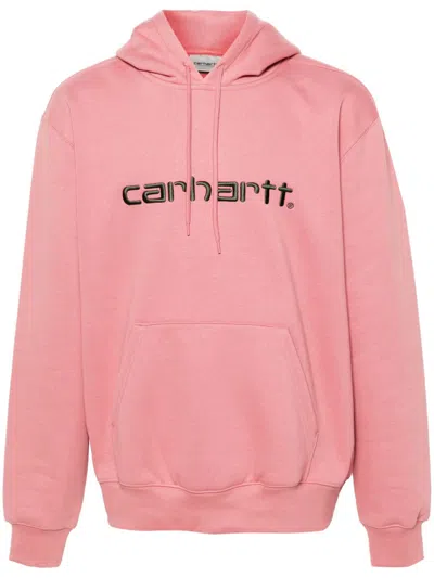 Carhartt Logo-embroidered Hoodie In Pink