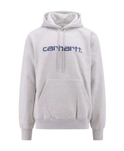 Carhartt Logo-embroidered Jersey Hoodie In Gray