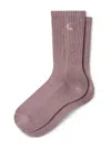 Carhartt Logo-embroidered Ribbed Socks In Brown