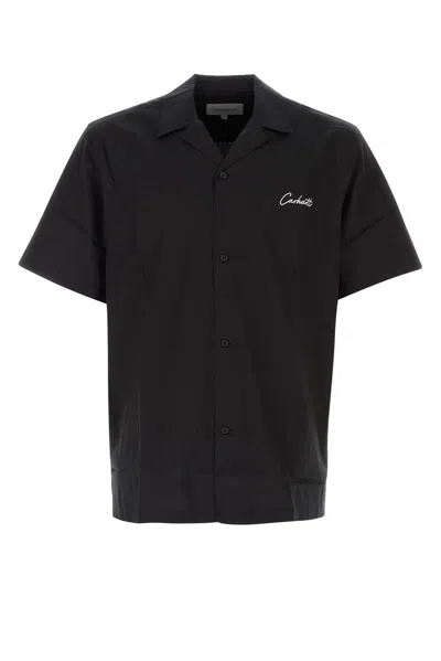 Carhartt Logo Embroidered Short-sleeved Shirt In Xx Black Wax