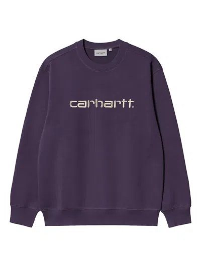 Carhartt Wip Logo Embroidered Crewneck Sweatshirt In Purple