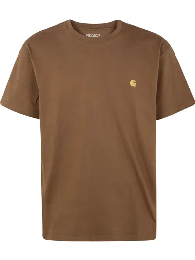 Carhartt Logo-embroidered T-shirt In Brown