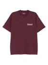 Carhartt Logo-embroidered T-shirt In Burgundy