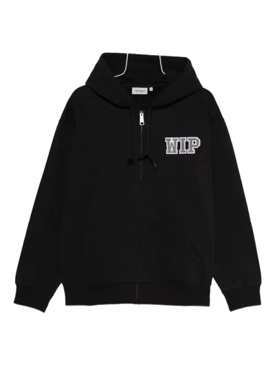 Carhartt Logo-embroidered Zip-up Hoodie In Black