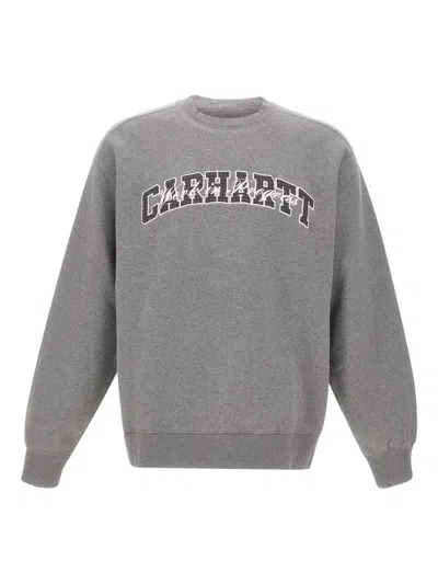 Carhartt Logo-embroidery Crew-neck Sweatshirt In Gray