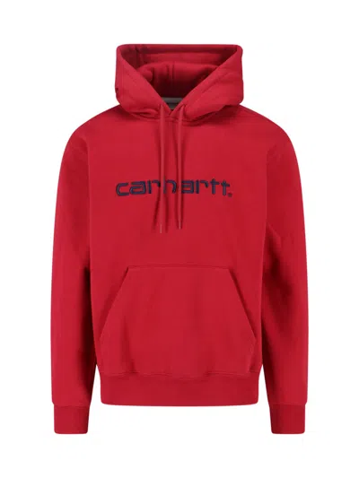 Carhartt Logo Hoodie In Red
