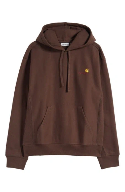 Carhartt Logo Hoodie In Brown
