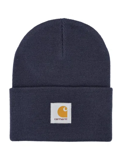 Carhartt Logo Patch Beanie In Blue