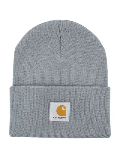 Carhartt Logo Patch Beanie In Dove Grey