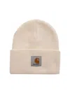 CARHARTT LOGO PATCH BEANIE IN IVORY COLOR