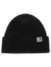 Carhartt Logo Patch Beanie In Nero