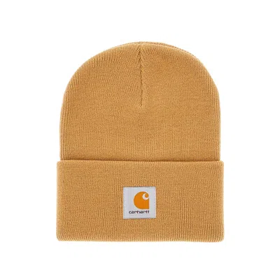 Carhartt Logo Patch Beanie In Orange