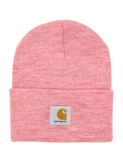 Carhartt Logo Patch Beanie In Pink