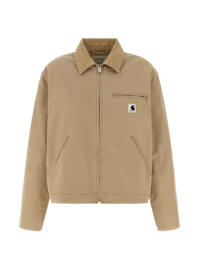 Carhartt Logo-patch Bomber Jacket In Brown