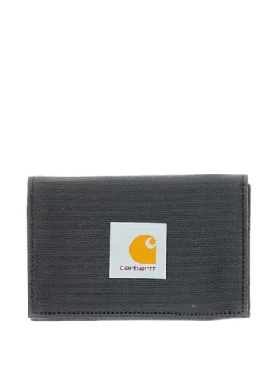 Carhartt Mens  Wip Alec Logo-patch Canvas Wallet In Black