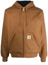 Carhartt Logo-patch Cotton Hooded Jacket In Brown