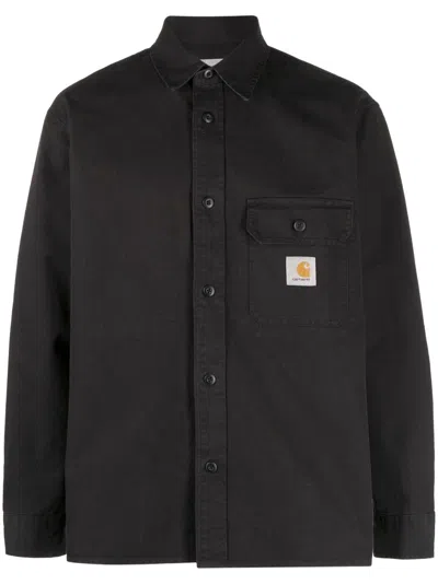 Carhartt Textured Corduroy Shirt Chest Pocket In Black