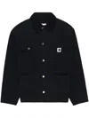 Carhartt Structured Short Coat With Button-up Front And Flap Pockets In Black