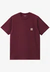 Carhartt Work In Progress Logo Pocket T-shirt In Burgundy