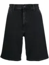 Carhartt Logo-patch Denim Cargo Shorts In Black