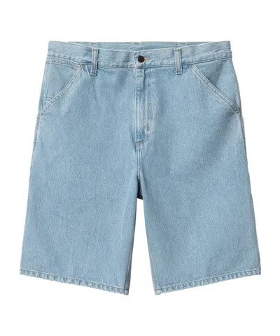 Carhartt Logo-patch Denim Cargo Shorts In Blue