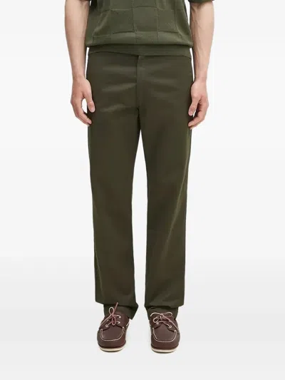 Carhartt Logo-patch Flat-front Trousers In Green