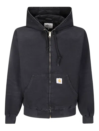 Carhartt Organic Cotton Hooded Blazer Kangaroo Pockets In Black