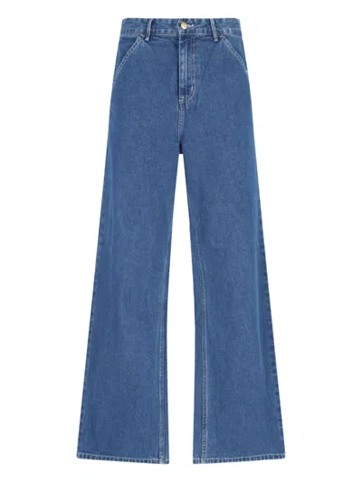 Carhartt Straight Leg Trousers With Pockets And Loops In Blue