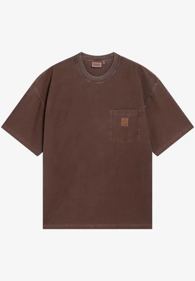 Carhartt Logo Patch Jersey T-shirt In Brown