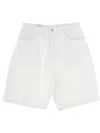 Carhartt Logo-patch Knee-length Denim Shorts In White