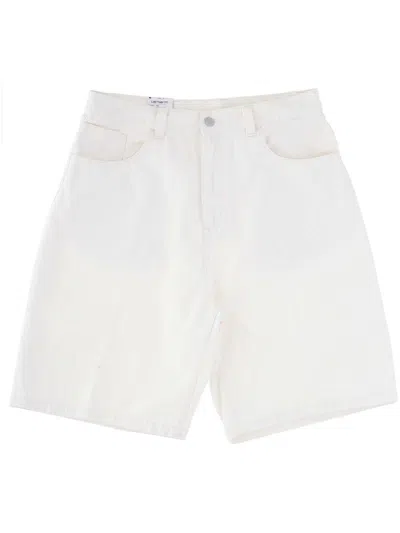 Carhartt Logo-patch Knee-length Denim Shorts In White