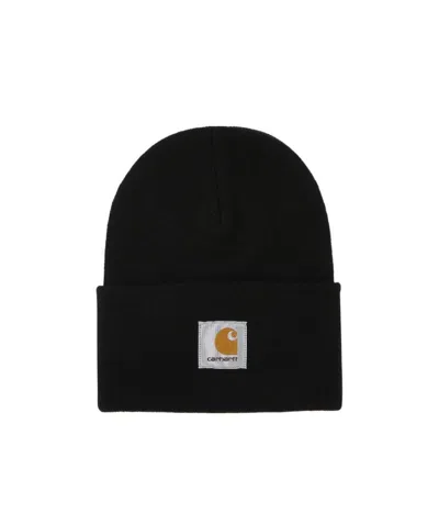 Carhartt Logo-patch Knitted Beanie In Black