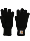 Carhartt Logo-patch Knitted Gloves In Black