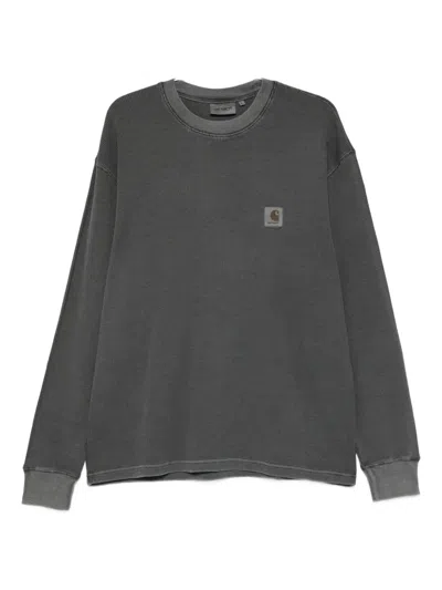 Carhartt Logo-patch Long-sleeves T-shirt In Gray