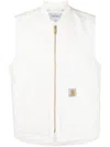 Carhartt Vest With Patch Pockets And Ribbed Collar In White