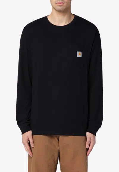 Carhartt Logo Patch Pocket Long-sleeved T-shirt In Black