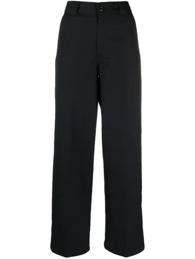 Carhartt Logo-patch Pressed-crease Trousers In Schwarz