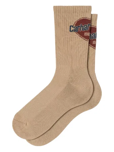 Carhartt Logo-patch Socks In Brown