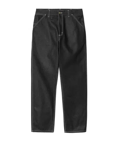 Carhartt Logo-patch Straight-leg Jeans In Black