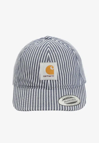 Carhartt Logo Patch Striped Cap In Blue