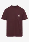 Carhartt Pocket Chest Crew Neck T-shirt In Burgundy