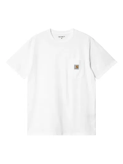 Carhartt Logo Embroidered Crewneck T-shirt In White