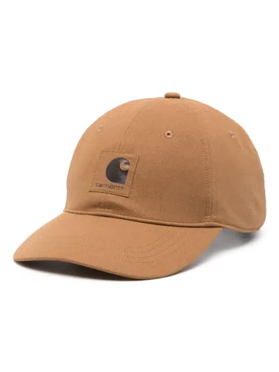 Carhartt Logo-patch Textured Cap In Brown