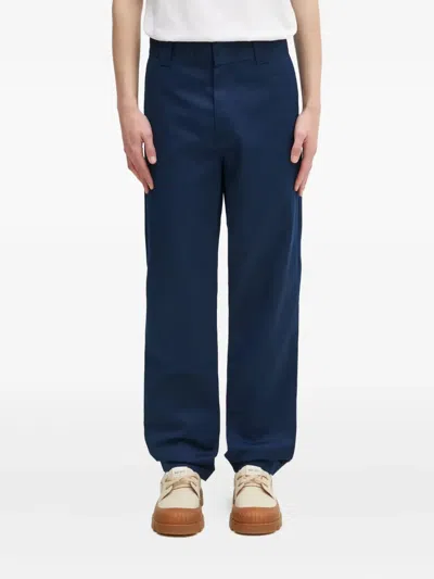 Carhartt Logo-patch Trousers In Blue