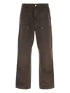 Carhartt Double Knee Wide-leg Organic Cotton-canvas Carpenter Trousers In Brown