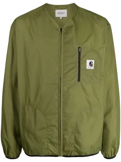 Carhartt Logo-patch V-neck Bomber Jacket In Green