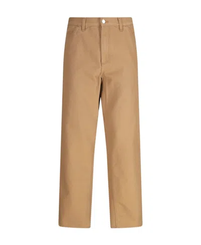 Carhartt Logo-patch Wide-leg Trousers In Nude